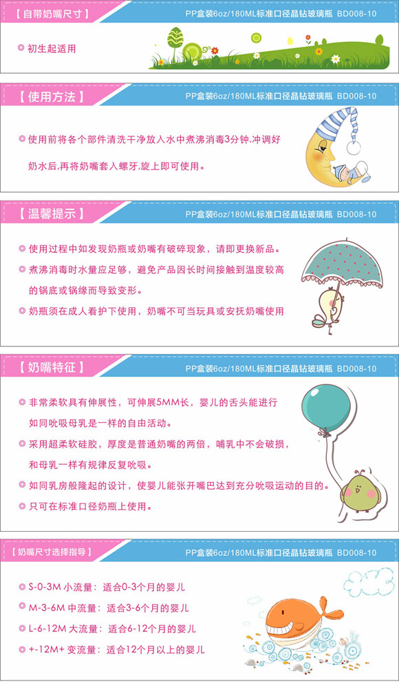 寶德標(biāo)準(zhǔn)玻璃奶瓶180ml藍(lán)