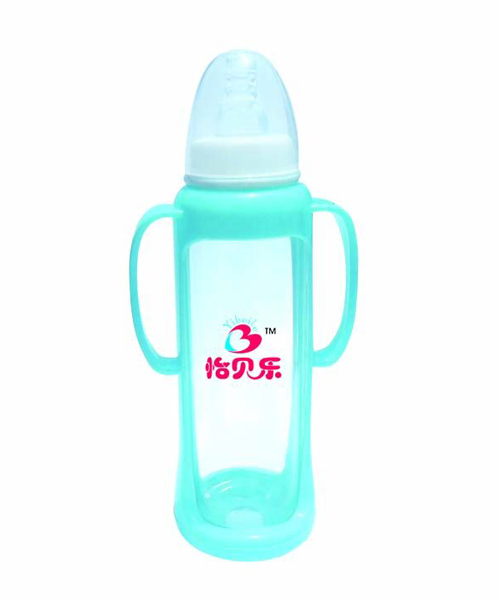 怡貝樂標(biāo)口帶手柄玻璃奶瓶