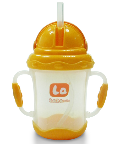 樂(lè)樂(lè)寶貝帶炳吸管學(xué)飲杯黃色