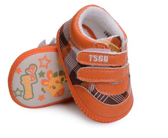 天使之嬰提花布+PUyoue學步鞋橙色