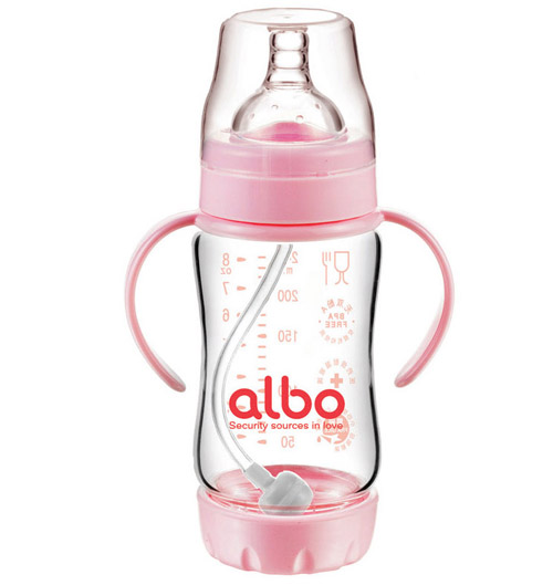 愛樂寶防吐自動(dòng)玻璃奶瓶240ml粉色