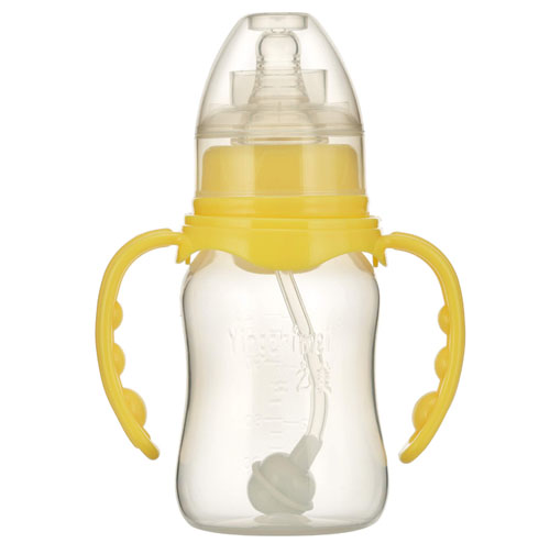 嬰之美標口雙耳自動圓弧PP奶瓶120ML黃色