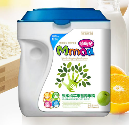 萌萌噠480克手拿桶果繽紛蘋果營(yíng)養(yǎng)米粉