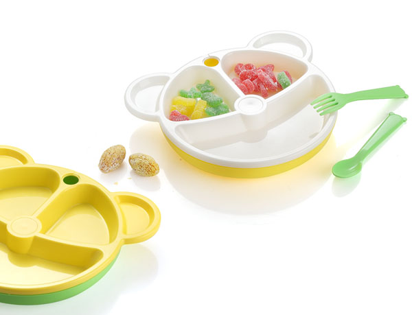 樂(lè)米樂(lè)小熊防滑保溫餐盤套裝