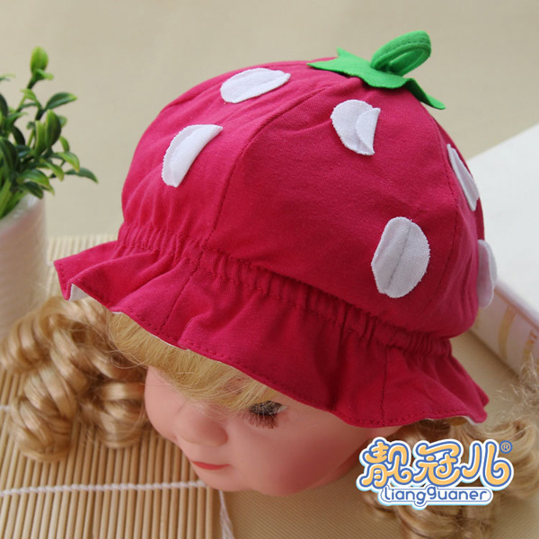 靚冠兒yingye純棉六片花邊帽子玫紅色