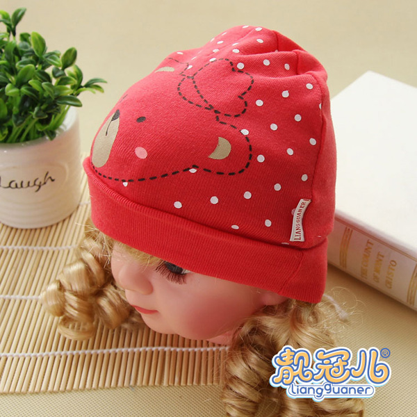 靚冠兒yingye單層小熊帽子紅色