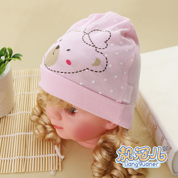 靚冠兒yingye單層小熊帽子粉色