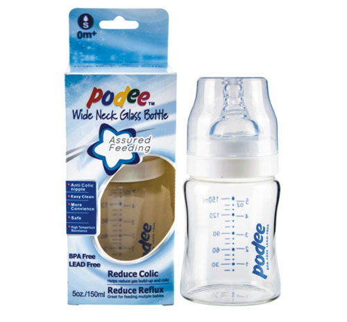 PODEE寬口晶鉆玻璃奶瓶(單只裝)S孔