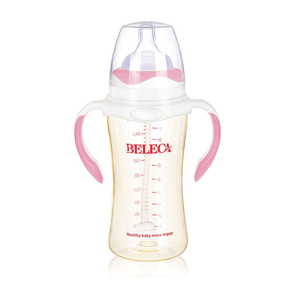 貝樂嘉粉色雙柄yinge硅膠奶瓶270ml