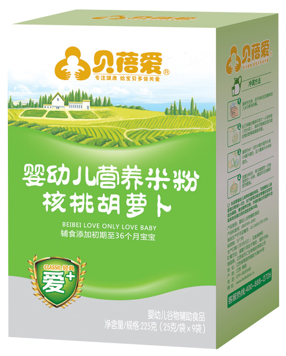 貝蓓愛經典愛+米粉核桃胡蘿卜yingye營養(yǎng)米粉