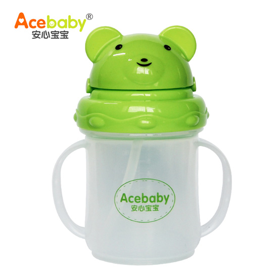 安心寶寶200ml廣口熊仔學(xué)飲杯綠蓋