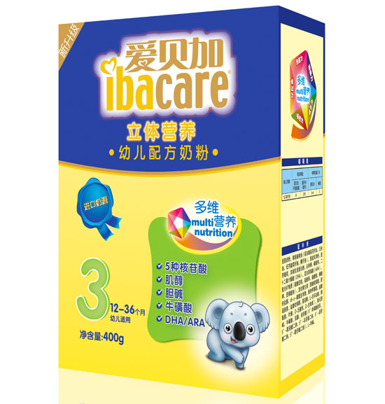 愛(ài)貝加立體營(yíng)養(yǎng)youe配方奶粉盒裝3段