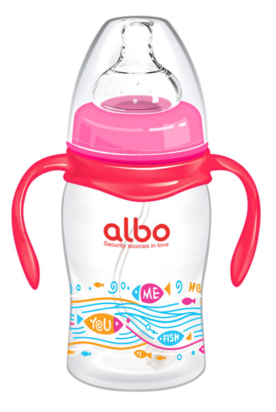 愛樂寶220ml寬口圓弧自動奶瓶紅色