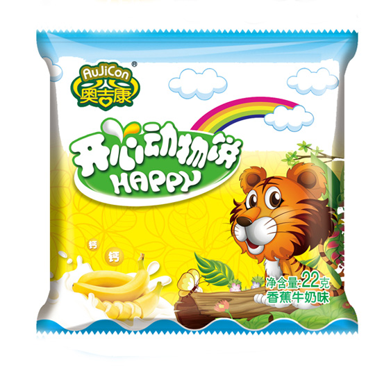 奧吉康yinge動(dòng)物餅干香蕉牛奶味