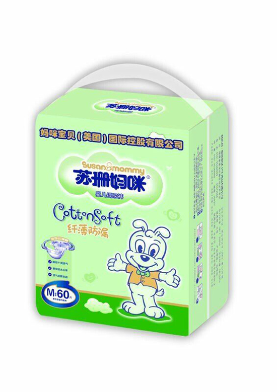 蘇珊媽咪纖薄防漏yinge紙尿褲M(mǎn)60片(綠色裝)