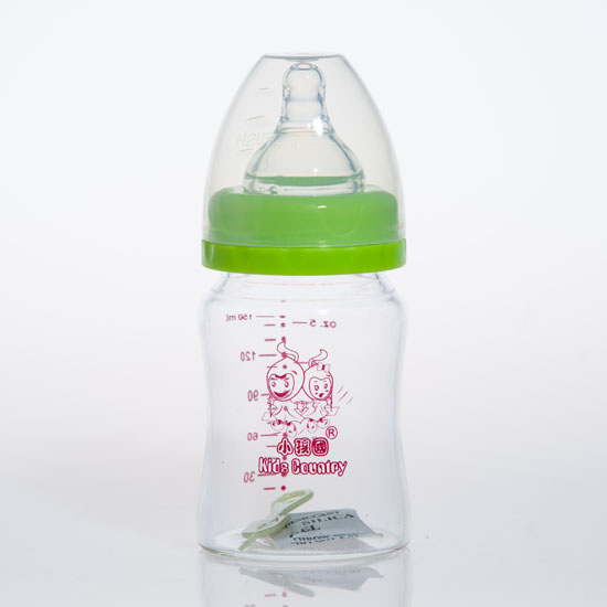 小孩國初生yinge寬口晶鉆玻璃奶瓶150ML綠色
