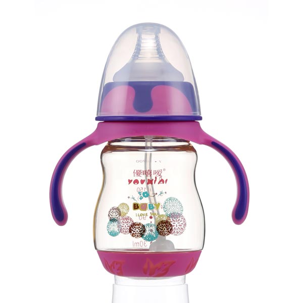 優(yōu)嘻噯PPSU有柄自動(dòng)感溫奶瓶200ml紫色