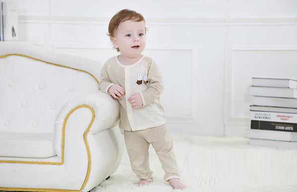 蓓琪兔yinge內(nèi)衣2015春夏新款間條長(zhǎng)袖對(duì)襟套裝0