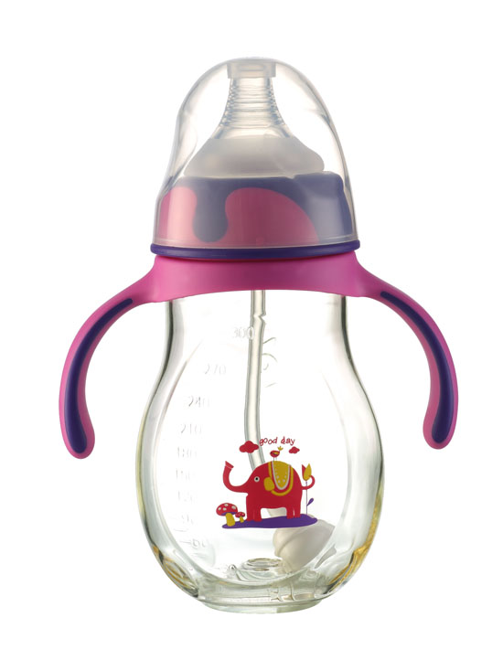 優(yōu)嘻噯黃金PA自動(dòng)奶瓶300ml紫紅色