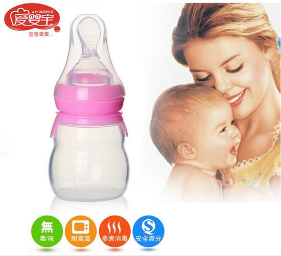 愛(ài)嬰寶硅膠擠壓米糊果汁水輔食奶瓶160ml