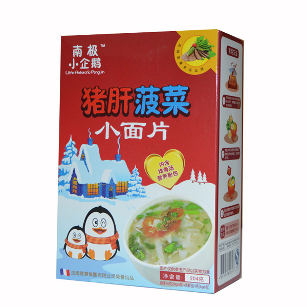 南極小企鵝豬肝菠菜小面片豎盒204g
