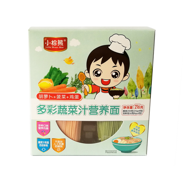小棕熊多彩果蔬汁營(yíng)養(yǎng)面(胡蘿卜+菠菜+紫薯+雞蛋)
