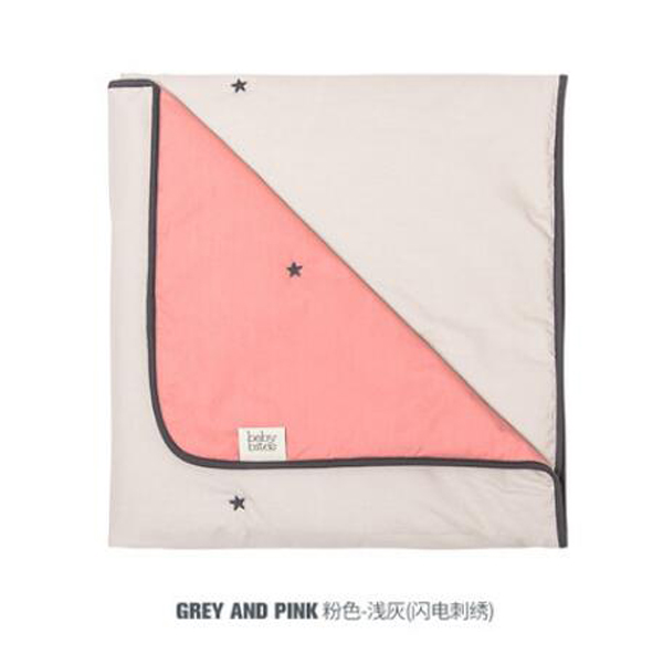 西班牙baby bites 嬰兒蓋毯 粉色-淺灰(閃電刺繡)