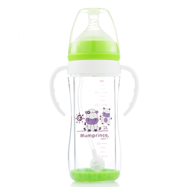 媽咪王子防爆晶鉆玻璃寬口220ml自動(dòng)吸奶瓶 綠色