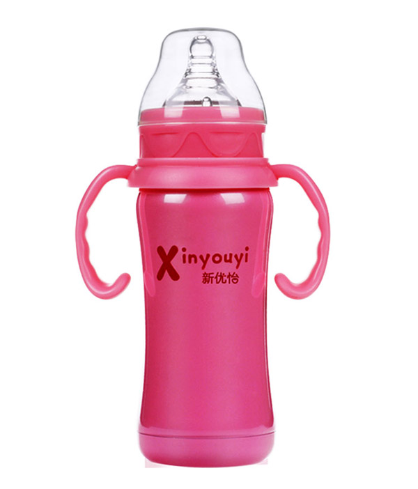 康尼寶貝寬口真空不銹鋼保溫奶瓶 紅色.jpg