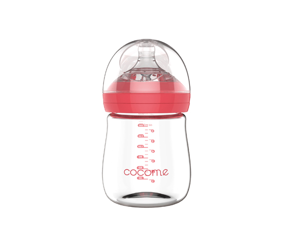可可萌新生兒晶鉆玻璃奶瓶 紅色