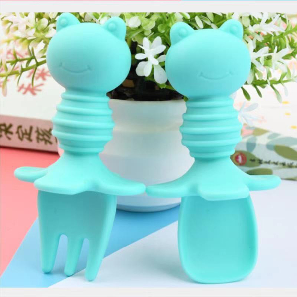 盟寶新款硅膠叉勺組合 藍色