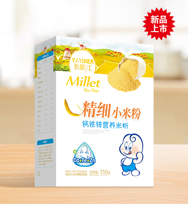 雅因兒鈣鐵鋅精細小米粉 盒裝