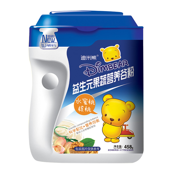 迪米熊益生元果蔬營(yíng)養(yǎng)谷粉-水蜜桃核桃桶裝