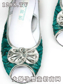 倩百合綠色帶花yunf鞋