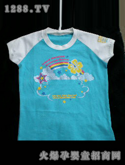 泰迪熊家族藍(lán)色圓領(lǐng)T恤