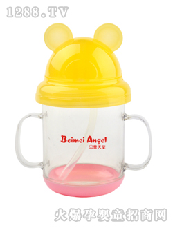 貝美天使卡通吸管式PC水杯
