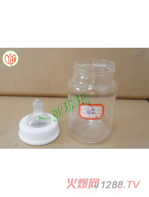 一亞白色寬口玻璃奶瓶