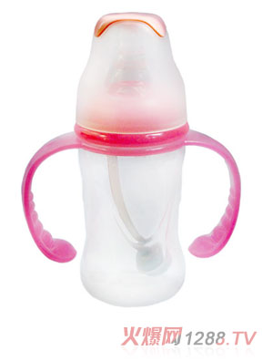 親恩4安標口花型雙柄自動PP奶瓶（粉紅）
