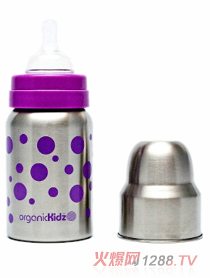 歐可滋不銹鋼寬口奶瓶紫9oz