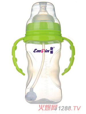 皇嬰寬口PP適指自動(dòng)大奶瓶240ml綠色