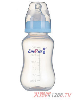 皇嬰標(biāo)口PP圓弧小奶瓶180ml藍(lán)色