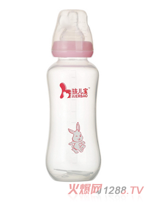 孩兒寶粉色標口圓弧自動PP奶瓶300ml