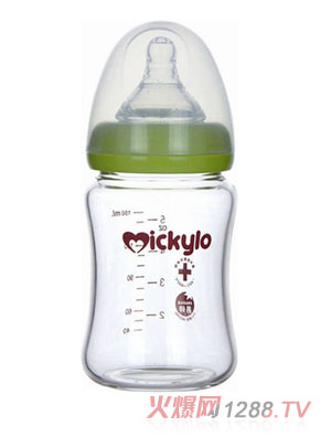 米奇樂(lè)晶鉆玻璃寬口奶瓶150ml