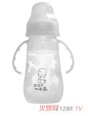 小不點(diǎn)牛媽媽系列寬口徑帶手柄硅膠奶瓶