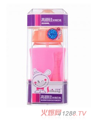 矽利康無手柄寬口玻璃奶瓶220ml