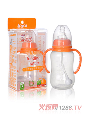 可兒KR-1029標(biāo)口手把吸管PP奶瓶（葫蘆型180ml