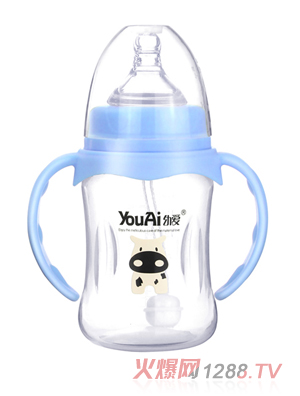 幼愛PP寬口帶柄自動吸優(yōu)品奶瓶210ml