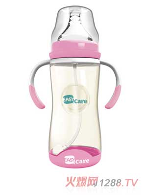 伊斯卡爾260mlPPSU自動(dòng)寬口徑感溫奶瓶（紅）