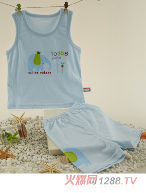 金色小魚純棉素色單面大象束口背心套