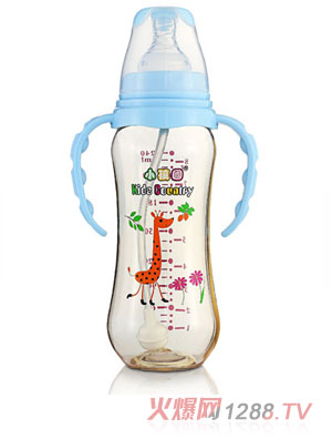 小孩國標(biāo)口弧形自動PPSU安全奶瓶240ML藍(lán)色